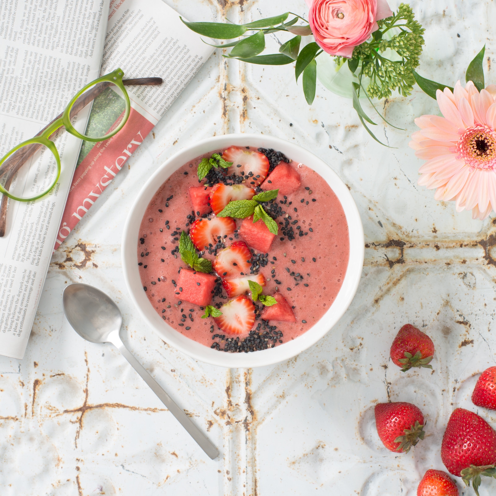 Watermelon Mint Smoothie Bowl with Sesame 056