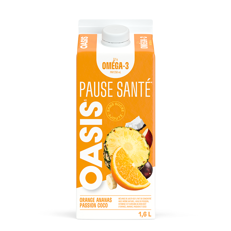 OASIS PAUSE SANTÉ ORANGE/ANANAS/PASSION/COCO OMEGA-3 Gable Elopak 1.6L